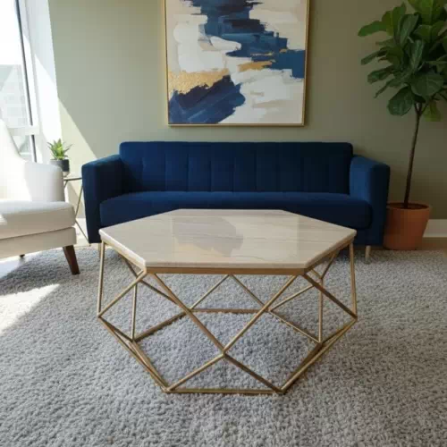 SS HEXAGON TABLE GOLD HX-01