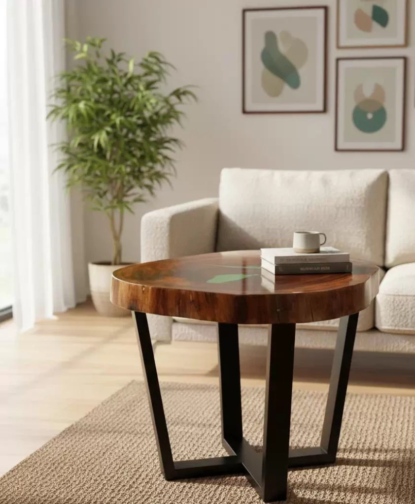 COFEE TABLE WOOD LOG CLEAR EPOXY